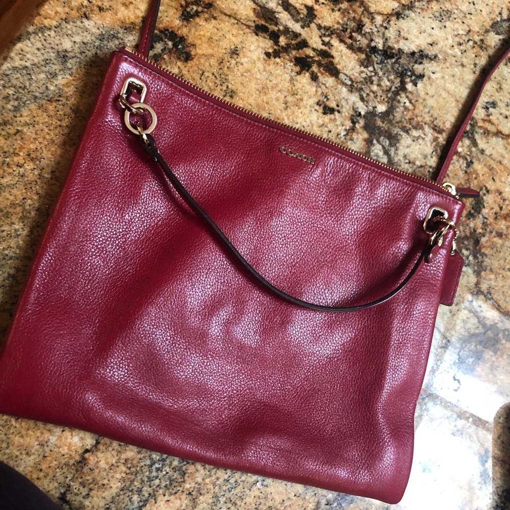 Red Coach Leather Crossbody Bag Gem